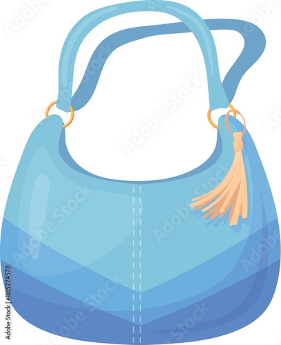 Hobo bag cartoon icon. Stylish blue purse