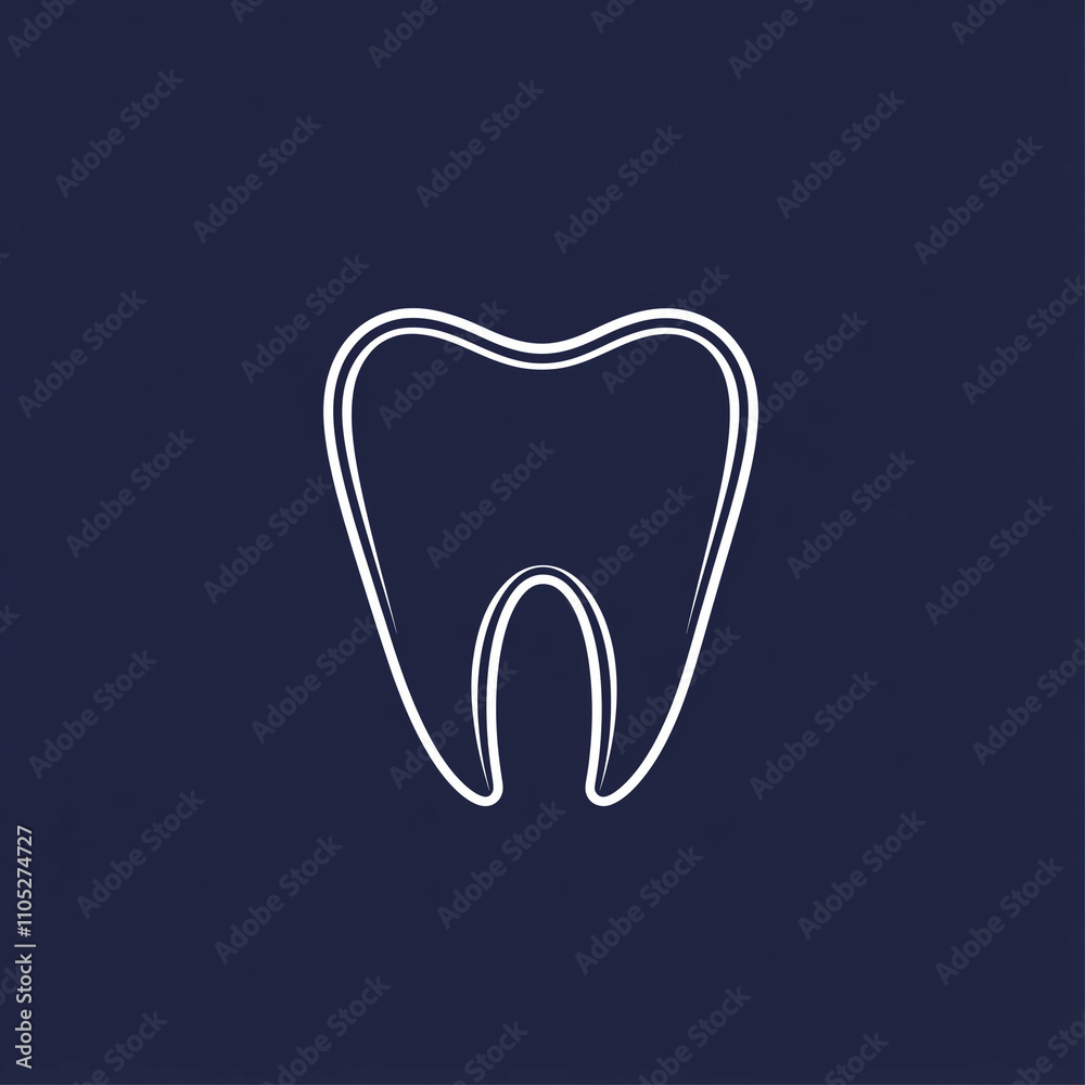 Minimalist tooth outline on dark background Minimalist tooth outline on dark background
