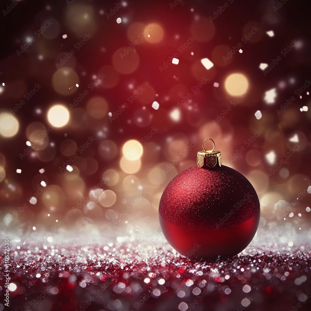 red christmas balls on bokeh lights background. red christmas balls on bokeh lights background.