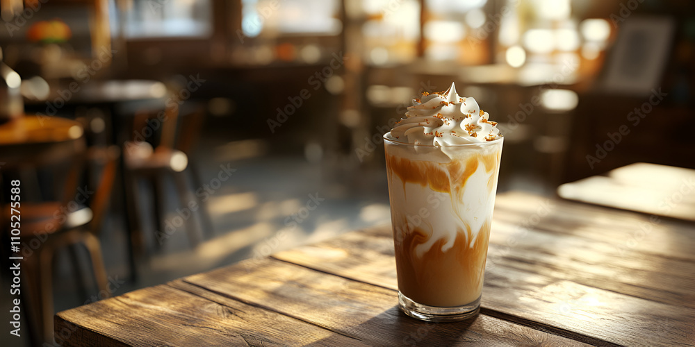 Chilled Iced Coffee with Whipped Cream and Caramel Drizzle Chilled Iced Coffee with Whipped Cream and Caramel Drizzle
