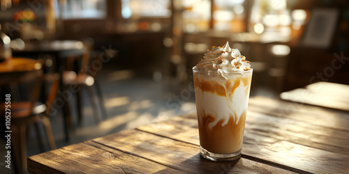 Chilled Iced Coffee with Whipped Cream and Caramel Drizzle