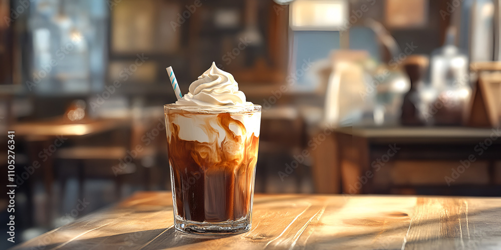 Chilled Iced Coffee with Whipped Cream and Caramel Drizzle Chilled Iced Coffee with Whipped Cream and Caramel Drizzle