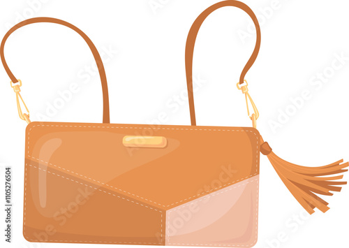 Leather clutch cartoon icon. Luxury fashion accessory
