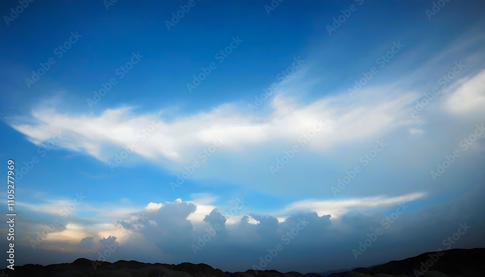 Obraz premium A romantic view soaring under the sky with beautiful white clouds as the backdrop