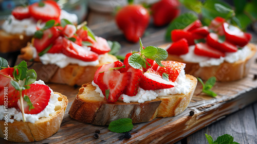 bruschetta with strawberry and cheese