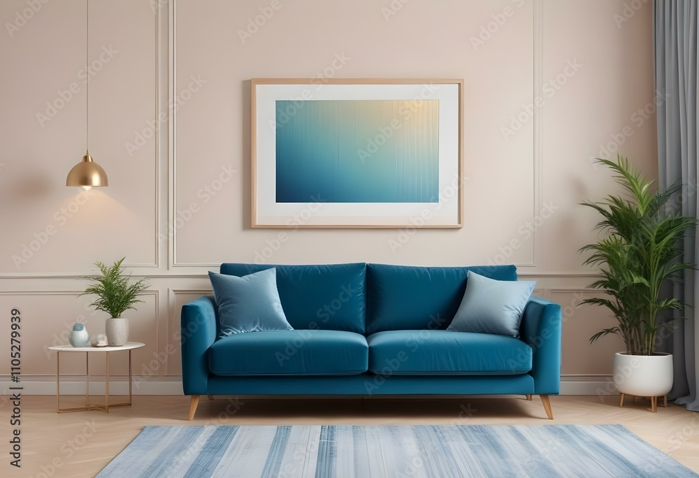 Photo modern style interior room 3d illustration with doodle abstract pattern Photo modern style interior room 3d illustration with doodle abstract pattern