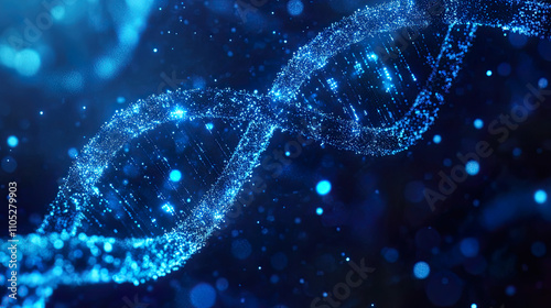 Biotechnology background blue human DNA structure molecule DNA. Medical, science and technology