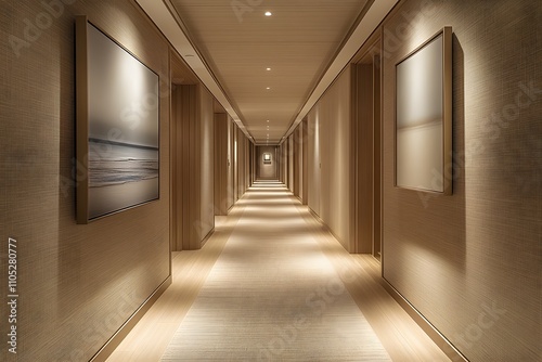 Stylish hallway with modern artwork