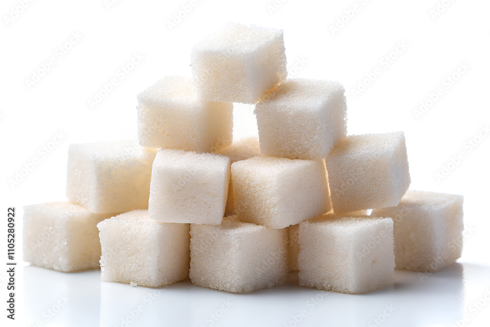Cubes of refined sugar isolated on a white background Cubes of refined sugar isolated on a white background