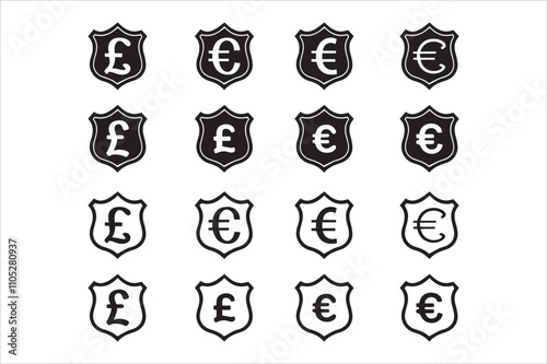 Euro icon set. Internet money, currency, earnings, bank, wallet, payment, coin - stock vector.