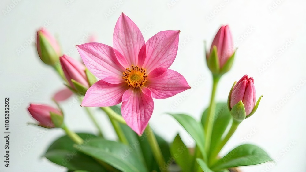 Naklejka premium Flowers in a flowerpot on a white background.