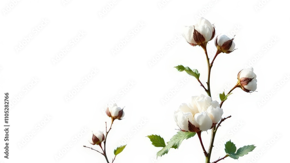 Fototapeta premium Cotton plant on white background.