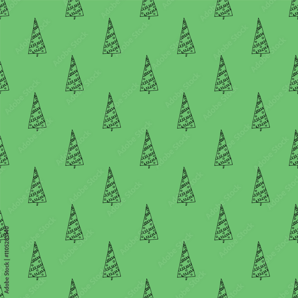 Seamless pattern with geometric minimal scandinavian Christmas tree doodle for decorative print, wrapping paper, greeting cards and fabric Seamless pattern with geometric minimal scandinavian Christmas tree doodle for decorative print, wrapping paper, greeting cards and fabric