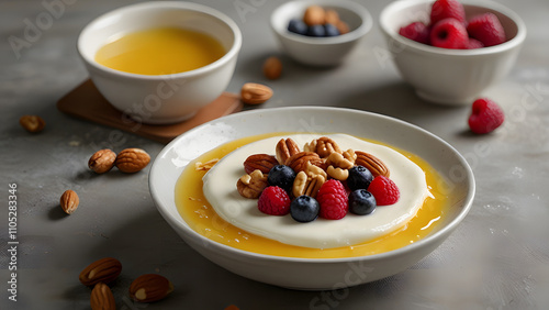 Wallpaper Mural A healthy breakfast bowl with yogurt, fruit, and nuts Torontodigital.ca