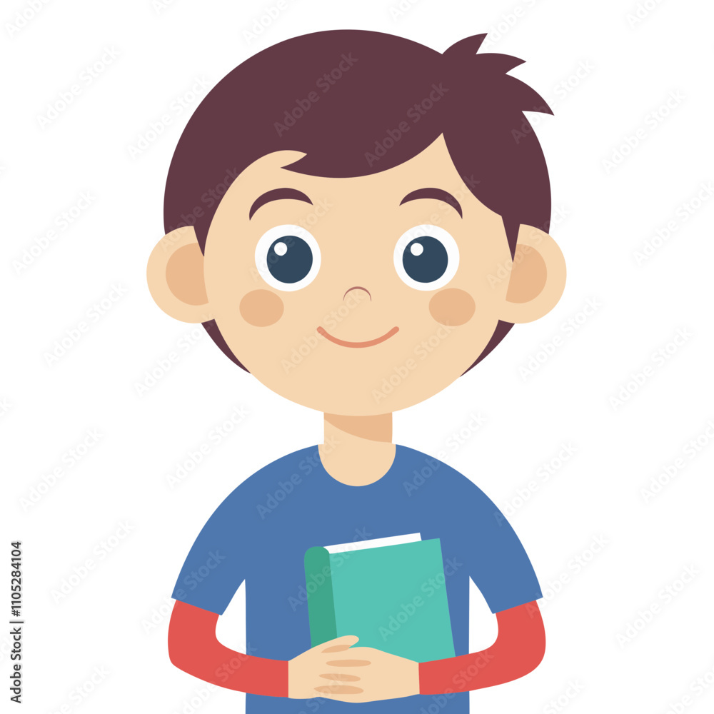 illustration of a boy with a book. illustration of a boy with a book.