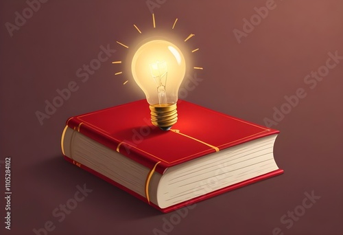 Book With Lighbulb Cartoon Vector Icon Illustration. Object Education Icon Concept Isolated Premium Vector. Flat Cartoon Style