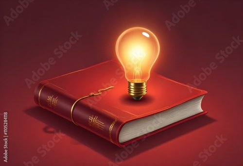 Book With Lighbulb Cartoon Vector Icon Illustration. Object Education Icon Concept Isolated Premium Vector. Flat Cartoon Style