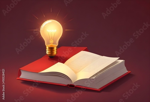 Book With Lighbulb Cartoon Vector Icon Illustration. Object Education Icon Concept Isolated Premium Vector. Flat Cartoon Style