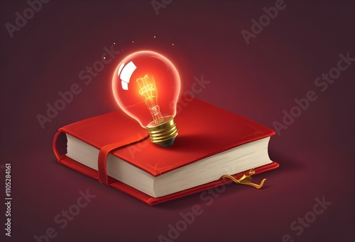 Book With Lighbulb Cartoon Vector Icon Illustration. Object Education Icon Concept Isolated Premium Vector. Flat Cartoon Style