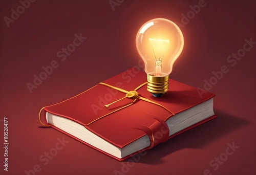 Book With Lighbulb Cartoon Vector Icon Illustration. Object Education Icon Concept Isolated Premium Vector. Flat Cartoon Style