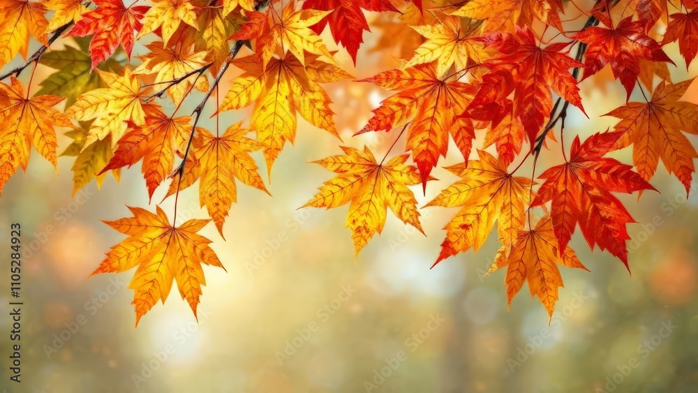 Autumn leaves on branches on a background with bokeh. Autumn leaves on branches on a background with bokeh.