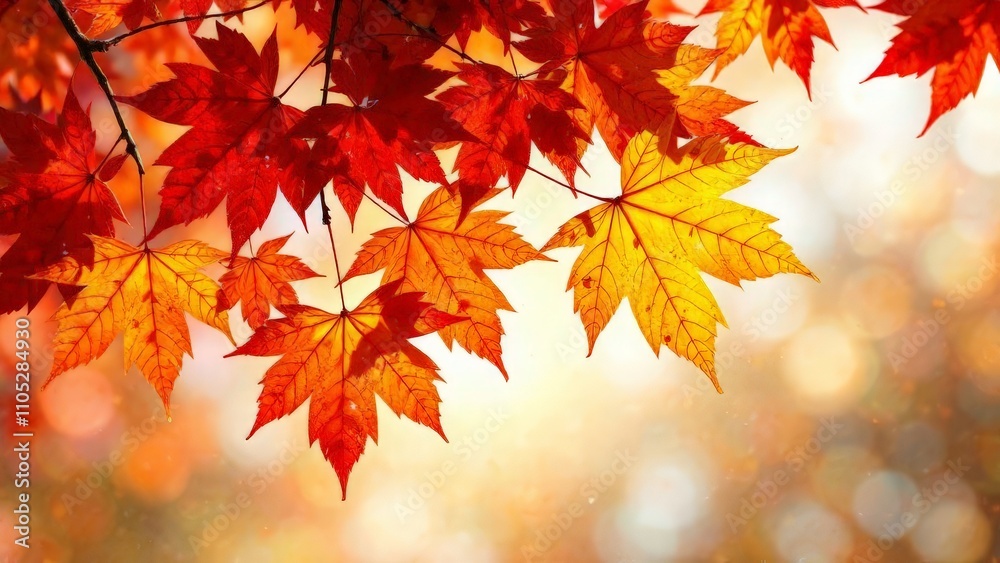Autumn leaves on branches on a background with bokeh. Autumn leaves on branches on a background with bokeh.