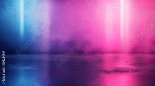 Wallpaper Mural Empty room Abstract neon light fluorescent Neon Lights glow studio background for product presentation Torontodigital.ca