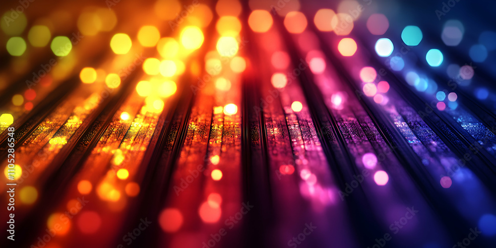 Abstract 3D Rainbow Bokeh Background with Glowing Lines and Colorful Lights Abstract 3D Rainbow Bokeh Background with Glowing Lines and Colorful Lights