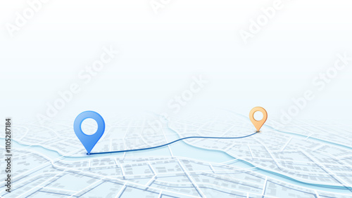 Travel concept. Geolocation and abstract GPS navigation, online navigation map pointer, place mark with map navigation. Tracking path with app. Perspective vector illustration