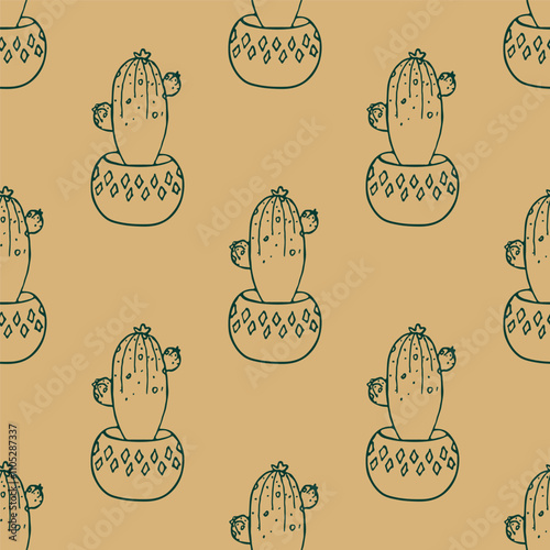 Seamless pattern with cactus doodle for decorative print, wrapping paper, greeting cards and fabric