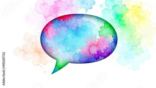 Watercolor symbol speaks in rainbow colors.