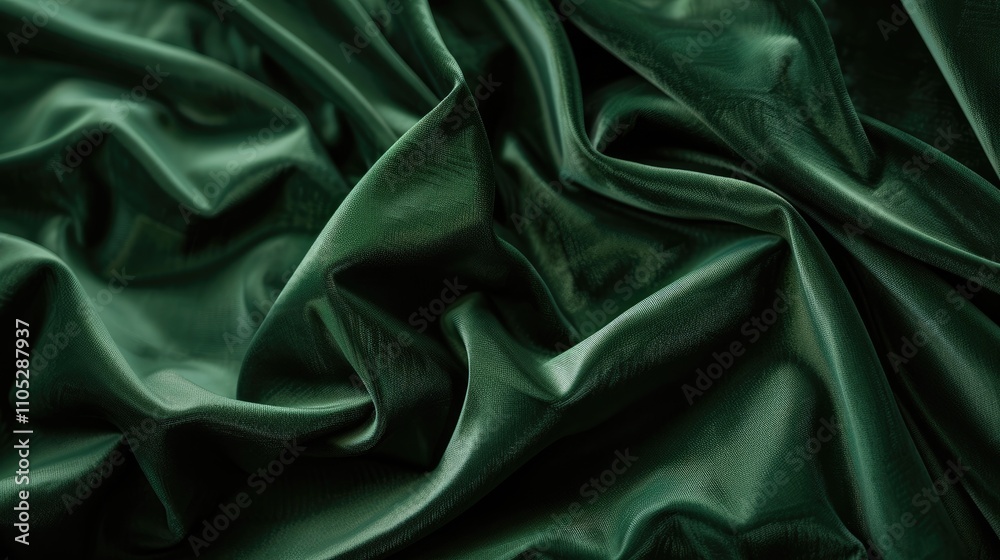 Fototapeta premium Green velvet textile background with text space.