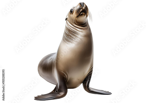 South American sea lion, Otaria byronia isolated on transparent or white background photo