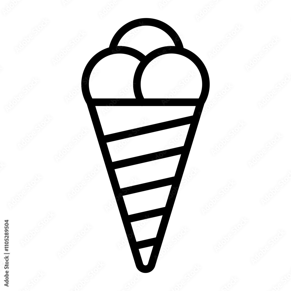 Ice Cream Cone Vector Line Icon Design Ice Cream Cone Vector Line Icon Design