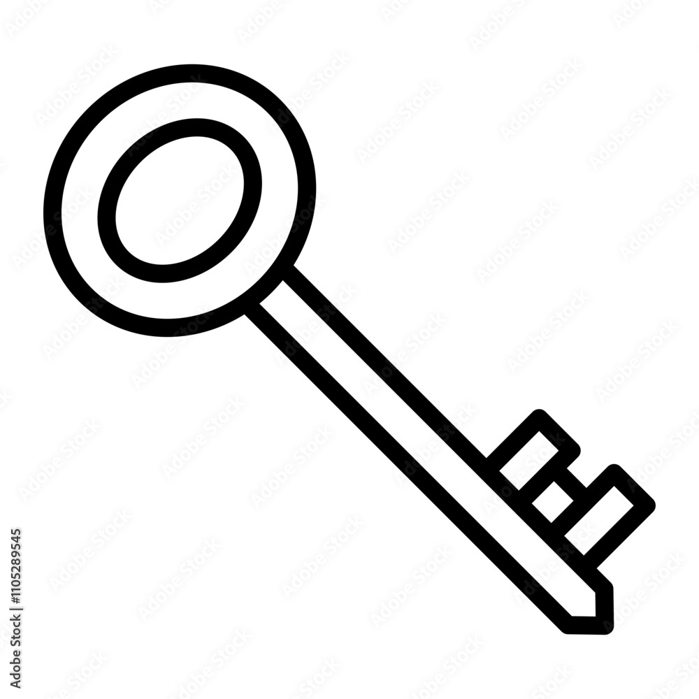 Locker Key Vector Line Icon Design