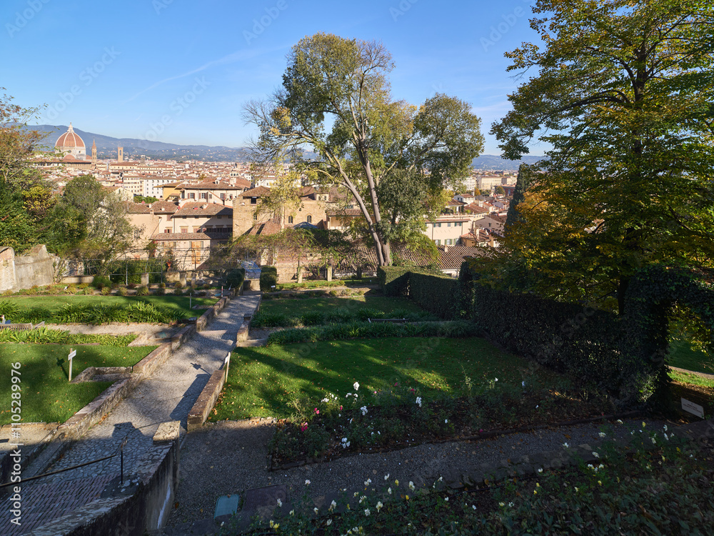 Panoramic view of Florence from the gardens of Villa Bardini, Italy Panoramic view of Florence from the gardens of Villa Bardini, Italy