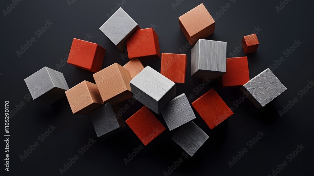 Colorful Cubes Scattered On Dark Background Colorful Cubes Scattered On Dark Background