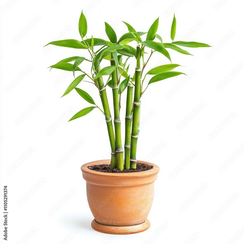 Lucky Bamboo Plant Growing In Terracotta Pot Lucky Bamboo Plant Growing In Terracotta Pot