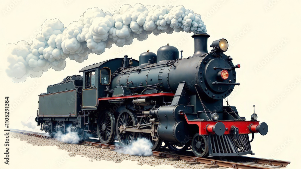 Train with smoke on white background. Train with smoke on white background.