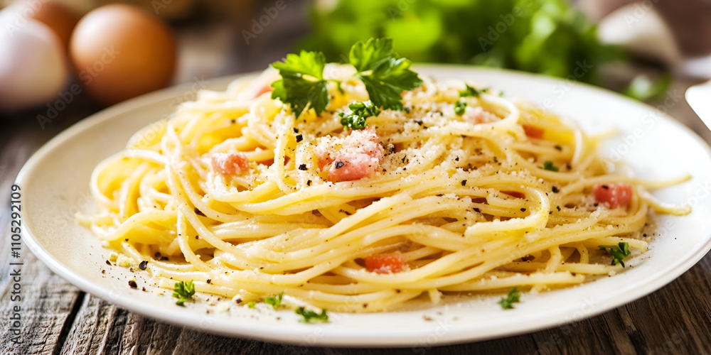 Creamy Alfredo Pasta Topped with Parsley Creamy Alfredo Pasta Topped with Parsley