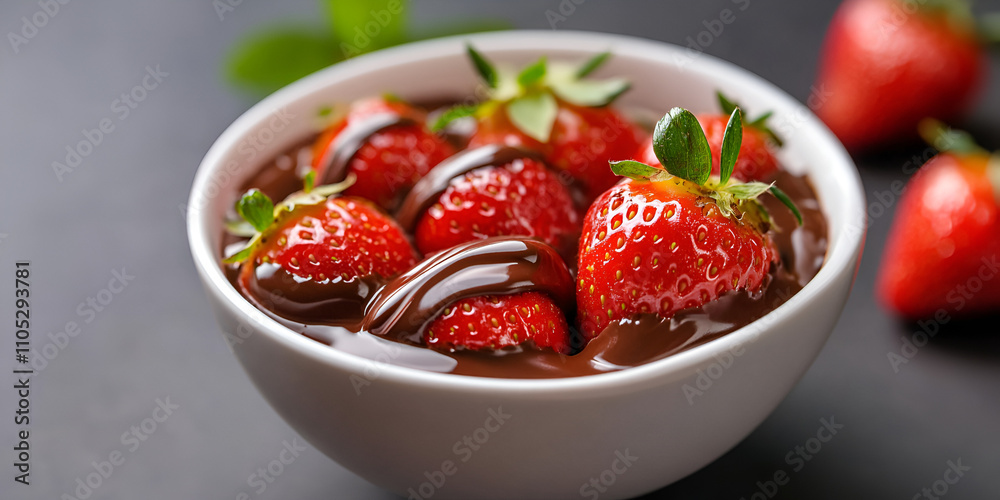 Fresh Strawberries Dipped in Melted Chocolate