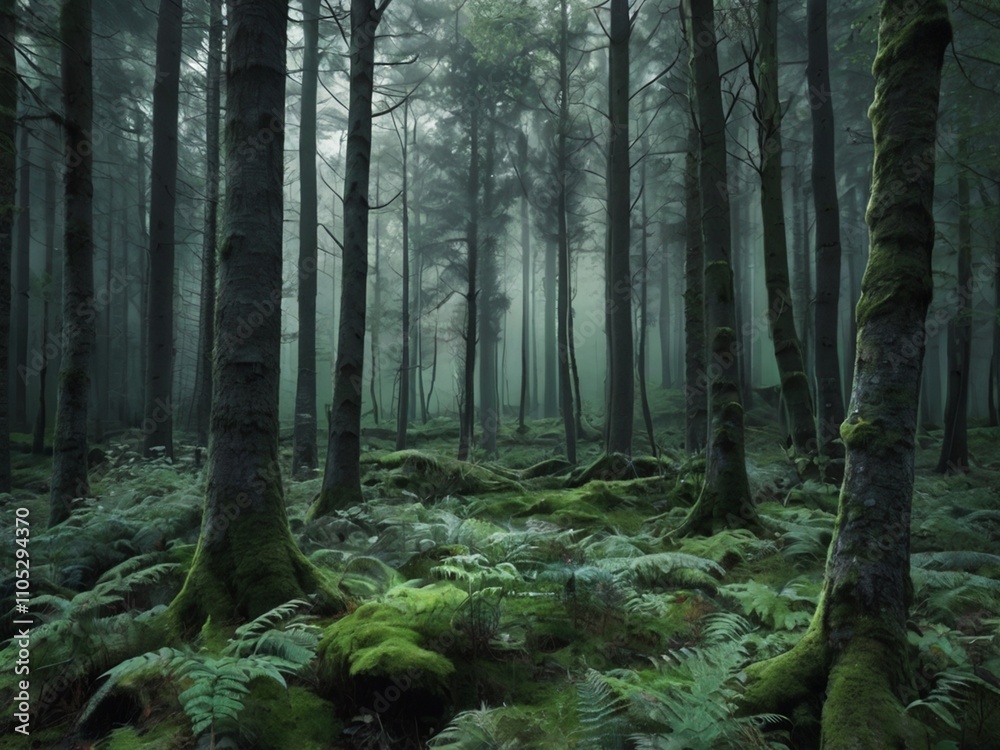 Fototapeta premium forest in the fog