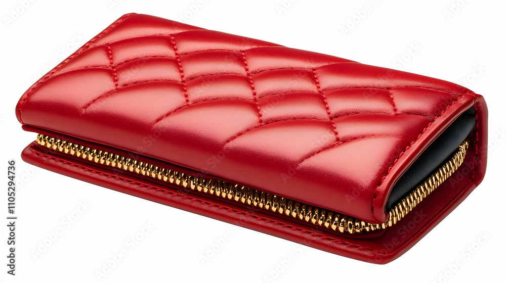 Red Quilted Leather Key Case with Gold Zipper, Elegant and Compact Design, Perfect Accessory for Everyday Use Red Quilted Leather Key Case with Gold Zipper, Elegant and Compact Design, Perfect Accessory for Everyday Use