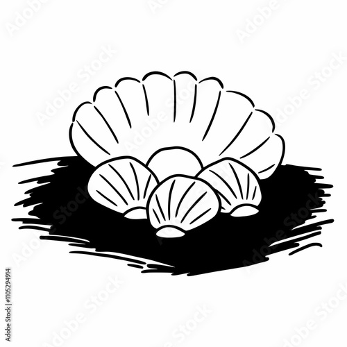 Seashell Trio - Pastel Cluster Vector Art