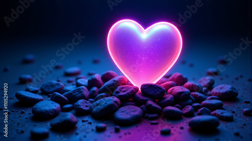 Vibrant Neon Heart Design for Romantic Themes
