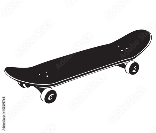 Silhouette skateboard isolated on white background, Skateboard icon silhouette vector