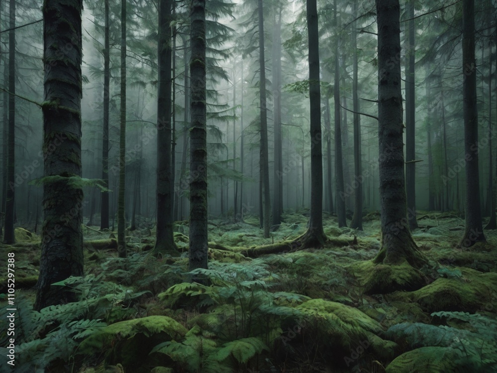 Fototapeta premium forest in the fog