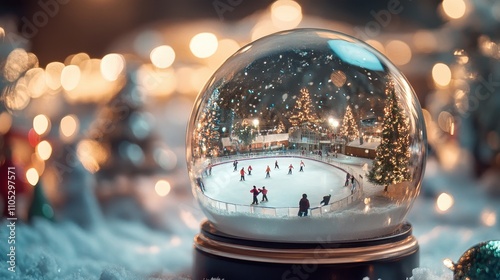 Whimsical Snow Globe with Skating Rink Scene