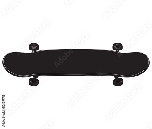 Silhouette skateboard isolated on white background, Skateboard icon silhouette vector
