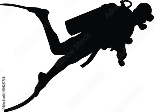 Scuba diving silhouette illustration